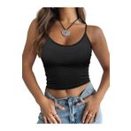 Liona Kadın U Yaka Askılı Siyah Renk Crop Top Bluz