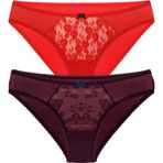 Liona Kırmızı Mor Renk Seçenekli Arkası Tül Önü Dantelli Nefes Alabilen Kadın Bikini Külot