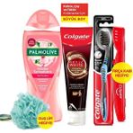 Lionesse Banyo Lifi + Palmolive and Colgate 125 ml Diş Macunu + Diş Fırçası + Saklama Kabı + 750 ml Duş Jeli