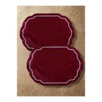 LİONYA DESİGN 2’li Nakış Çerçeveli Premium Duck Kumaş Amerikan Servisi - Bordo (43x30 cm) – Sıvı İtici
