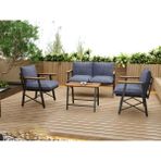 Lioon Art Bella Balkon Cafe Bahçe Takımı Metal Koltuk Takımı Bahçe Mobilyası Çay Seti 2+1+1+Sehpa