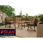 Lioon Art Starling Model Balkon Cafe Bahçe Takımı Metal Koltuk Takımı Bahçe Mobilyası Çay Seti 2+1+1+Sehpa - Kahverengi