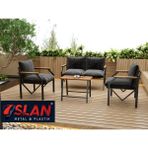 Lioon Art Valeni Model Balkon Cafe Bahçe Takımı Metal Koltuk Takımı Bahçe Mobilyası Çay Seti 2+1+1+Sehpa - Antrasit