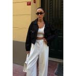 Lior Design Siyah Çift Cep Denim Crop Ceket BCDF-255419 - 40