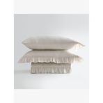 Liora Battal Boy Nevresim Takımı %100 Organik Pamuk Saten El Nakışlı Bej 240x220 Cm