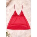 Liora De Mar Dantel Detaylı Şifon Babydoll Gecelik - Kırmızı