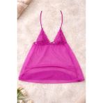 Liora De Mar Dantel Detaylı Şifon Babydoll Gecelik - Pembe