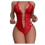 Liorina Kırmızı Dantelli Seksi Fantazi İç Çamaşırı, Özel Tasarım (L/XL)