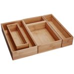 Lipper International 88005 Bambu Ahşap Çekmece Düzenleyici Kutular, Çeşitli Boyutlarda, 5 Parçalı Set