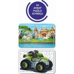 Lipyos 2'li Set 54 Parça Ahşap Puzzle Sevimli Şovalye ve Araba Çocuklar Için