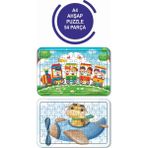 Lipyos 2'li Set 54 Parça Ahşap Puzzle Tren ve Sevimli Dinazor Uçakta Çocuklar Için