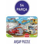 Lipyos 54 Parça Ahşap Puzzle Sevimli Itfaiye, Uçak, Ambulans, Helikopter ve Otobüs