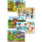 Lipyos Çiftçi ve Hayvanları, Oyun Zamanı, Noel Baba, Tatil ve Deniz 54 Parça 4'lü Ahşap Puzzle Set