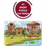 Lipyos Çiftlikte Tavuk, Horoz ve Civcivler A3 104 Parça Puzzle, Oyuncak, Yapboz