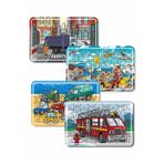 LİPYOS Çöp Kamyonu, Itfaiye Arabası Ve Taşıtlar 54 Parça 4'lü Ahşap Puzzle Set Puz1708