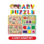 LİPYOS Hayvanlar, Taşıt, Geometri, Sebzelerden Oluşan Ahşap 4'lü Bultak Set