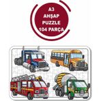 Lipyos Itfaiye, Otobüs, Tır ve Çimento Kamyonu A3 104 Parça Ahşap Puzzle