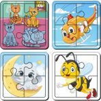 Lipyos Kedi, Helikopter, Aydede ve Fil, Arı 4 Parça 4'lü Yapboz Ilk Puzzle, Kolay Puzzle