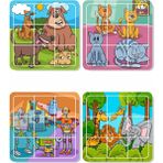 Lipyos Kedi, Köpek, Sevimli Hayvanlar ve Robotlar 9 Parça 4'lü Yapboz Ilk Puzzle, Kolay Puzzle 9PUZZ1658