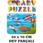 Lipyos Uçak, Helikopter, Balon Dev Parçalı Eğlenceli Puzzle 50X70 cm Puzzle