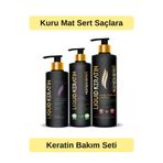Liquid Keratin DZLT00424 Saç Düzleştirici (3'lü) Keratin Bakım Seti - Kabaran Kuru Sert Saçlar İçin (Şampuan+Krem+Keratin)