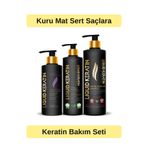 Liquid Keratin Saç Düzleştirici (3'lü) Keratin Bakım Seti - Kabaran Kuru Sert Saçlar İçin (Şampuan+Krem+Keratin)