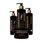 Liquid Keratin Saç Düzleştirici 4'lü Keratin Bakım Seti - Kabaran Kuru Sert Saçlar İçin Şampuan+Krem+Keratin+Maske