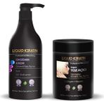 Liquid Keratin Yakmadan Saç Rengi Açma Seti - Oksidan Krem + Gri Toz Açıcı 1000 ml Kuaför Boy