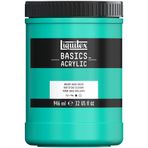 Liquitex 8870369 Basics akrilik boya, monopigmente sanatçı pigmentleri, solmaz, orta viskozite, arşiv kalitesi, ipeksi parlaklıkta kaplama, 946 ml saksı - su yeşili parlak