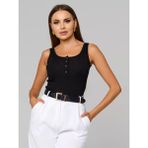 Lirona Kadın Pamuk Kaşkorse Fitilli Önü Patlı Kalın Askılı Crop Atlet - Dış Giyim - Siyah - 2XL