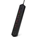 Lisa Butik 10 Girişli 4+4 USB + 2 Type-C Çoklu Priz 2 M Kablolu Akım Korumalı Anahtarlı Uzatma Grup Priz 3000W - Siyah