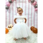Lisa Kids 1-5 Yaş Kısa Kuyruklu Abiye Elbise - Krem