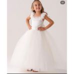 Lisa Kids Çiçek Yaka Gelinlik-Abiye - 10 Yaş - Krem