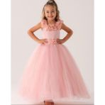 Lisa Kids Çiçek Yaka Gelinlik-Abiye - 2 - 3 Yaş - Pudra