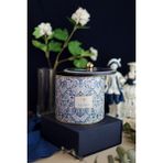 Lisbon Desenli Yuvarlak Metal Saklama Kabı Organizer Kutu 17,5 x 15,5 cm