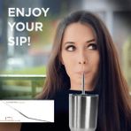 Lisinya Çelik Pipet Paslanmaz Çelik Metal Meşrubat Pipeti ve Pipet Temizleme Fırçası Seti 5 Parça