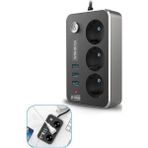 Lisinya Isıya Dayanıklı Termal Akım Korumalı 2 mt 10A 2500W 3lü Priz ve 3 Usbi 21A Uzatma Kablosu
