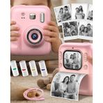 Lisinya Y300H Pembe Printer Kamera Özellikli Çocuklar İçin Eğlenceli Fotoğraf Makinesi