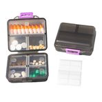 LISJIAOS Etiketli 1 Paket Seyahat Hap Organizatörü, Küçük Taşınabilir Cep Eczanesi, 7 Izgara Bölmeleri, Kullanışlı Hap Tutucu Kutusu, Mini Tıp Konteyner Kılıfı, 7 Gün İlaç, Gıda Sınıfı PP Malzeme - Siyah Gri