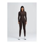 lismina Kahverengi Sculpt Line Uzun Kollu Spor Tayt Tulum