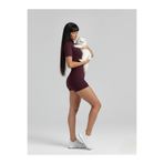 lismina Mürdüm Rengi Sculpt Line Kısa Kollu Spor Tayt Şort Tulum