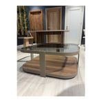 Lisso Valencia Orta Sehpa –Gold Eskitme Temperli Füme Cam & Metal Gövde Modern Tasarım 90×90 cm