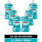 Listerine Cool Mint Ağız Bakım Suyu 1000 ml x6 Ferahlatıcı Nane Aroması ile Günlük Ağız Sağlığı - 6 Adet