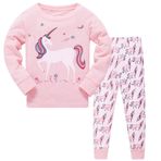 LitBud Bebek Kız Unicorn Noel Pijama Pijama 2 adet Uzun Kollu Üstler+Pantolon Setleri Yürümeye Başlayan Çocuk Boyutu 7-8 Yaş 8T Şükran Günü Hediyesi
