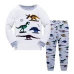 LitBud Küçük Erkek Çocuk Pijama Pijama Çocuk Dinozor Gecelik Pijama Uzun Kollu Pijama Seti, Dinozor 2, 2-3 Yaş