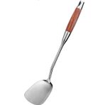 Litensh Wok Spatula, Delikli 304 Paslanmaz Çelik Wok Spatula Spatula, Isıya Dayanıklı Ahşap Saplı, Mutfak Gereçleri Pişirme Küreği Balık Omleti Kepçesi Kepçesi, Krep, Burger için, 38,9 cm