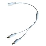 Litever Güç Dağıtıcı, 2 Yollu, Beyaz, 1 DC5521 Dişi Jak - 2 DC5521 Erkek Fiş, 5,5 mm x 2,1 mm, 1:2, Y Adaptör Bakır Kablo, CCTV Kamera ve LED Şerit Aydınlatma Güç Kaynağı Konektörü için