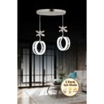 Litra Lighting Aurea Model 2’li Kristal Taşlı Gümüş 3 Renk Modu Ledli Salon Mutfak Oturma Odası Sarkıt LED Avize