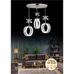 Litra Lighting Aurea Model 3’lü Kristal Taşlı Gümüş 3 Renk Modu Ledli Salon Mutfak Oturma Odası Sarkıt LED Avize - Gold