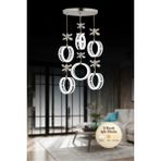 Litra Lighting Aurea Model 6'lı Kristal Taşlı Gümüş 3 Renk Modu Ledli Salon Mutfak Oturma Odası Sarkıt LED Avize